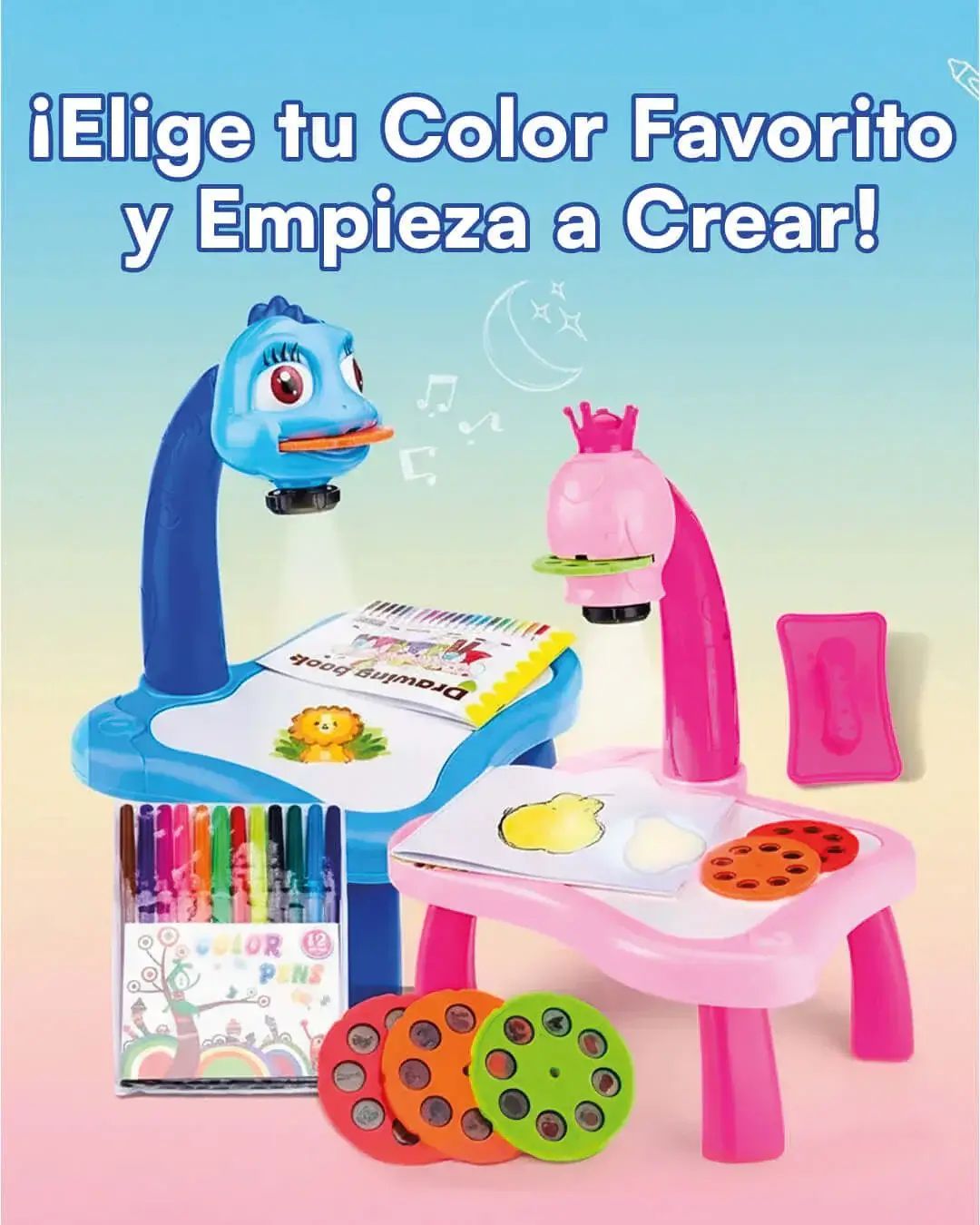 Mesa de Dibujo Infantil con Proyector Creativo 3 en 1